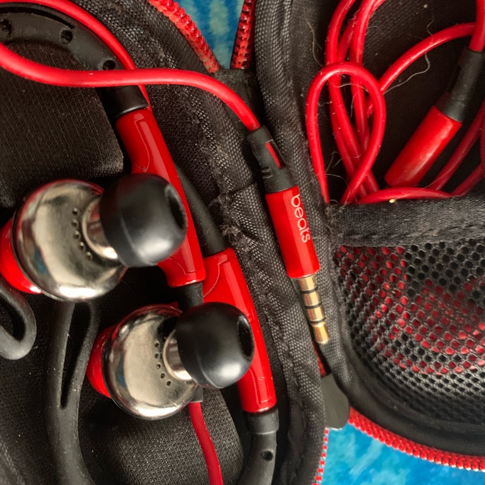 Bose Red Edition Power Beats earbuds with extension
